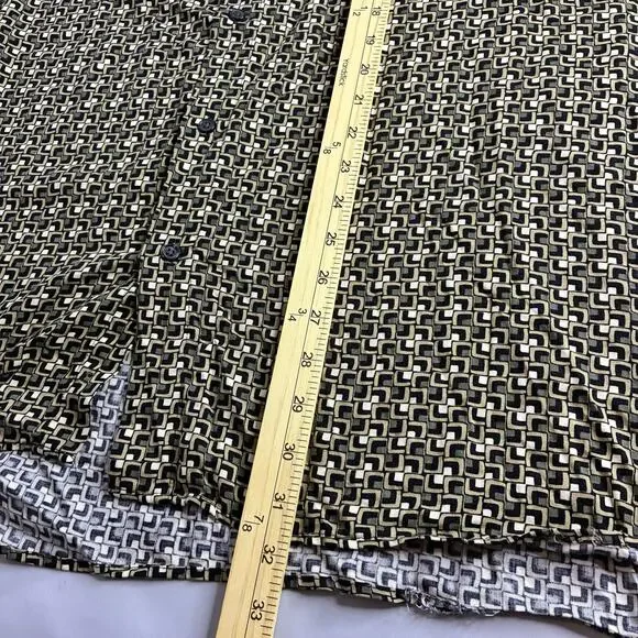 Manhattan Co Men’s Button Geometric Tan Green Casual Shirt Rayon US 3X Vintage - Picture 7 of 9